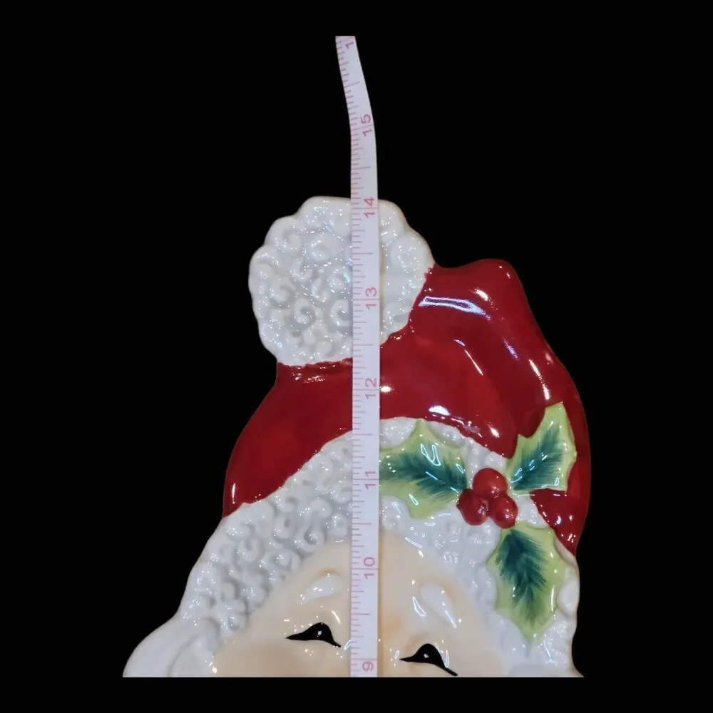 2005 Fitz & Floyd Snack Therapy‎ Cracker Bread Tray SANTA FACE Server Plate